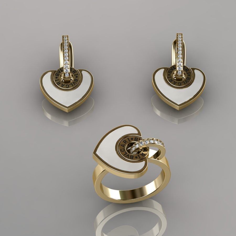 Bvlgari Ring and Earrings 3D print model_4