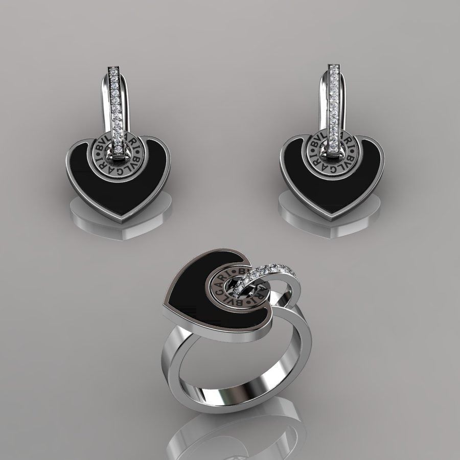 Bvlgari Ring and Earrings 3D print model_2