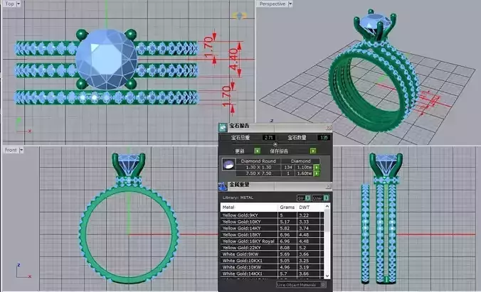 3DM Format Vintage bridal set ring 3D print model