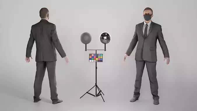 Personable man in protective sterile mask in A-pose 179 Low-poly 3D model