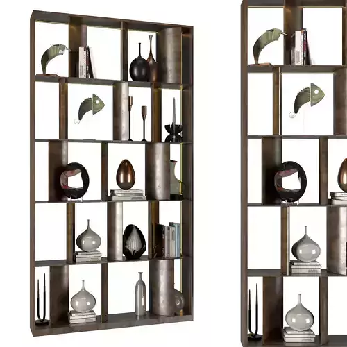 Shelf 3D model bookcase with shelves and vases 3D model