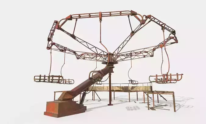 Abandoned Merry-Go Round-Ferris wheel in Chernobyl 3D model