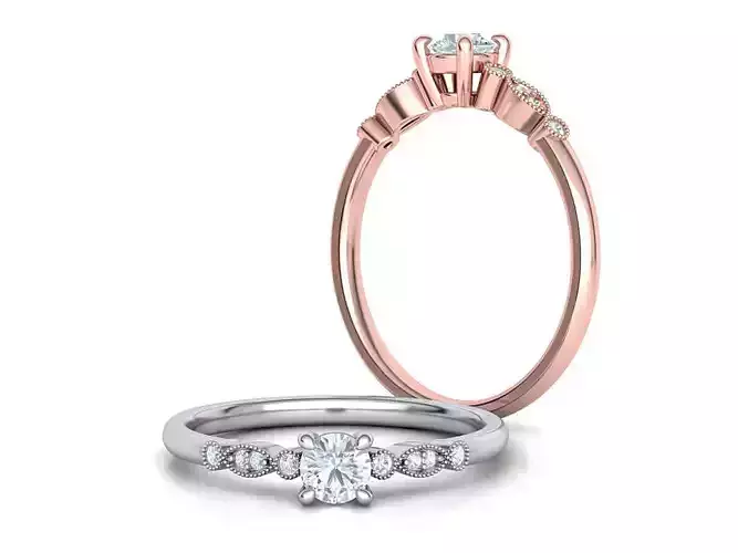 Milgrain Engagement ring 4prong design 3dmodel 3D print model