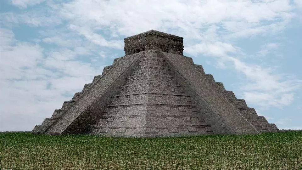 Mayan Temple - El Castillo Low-poly 3D model_0