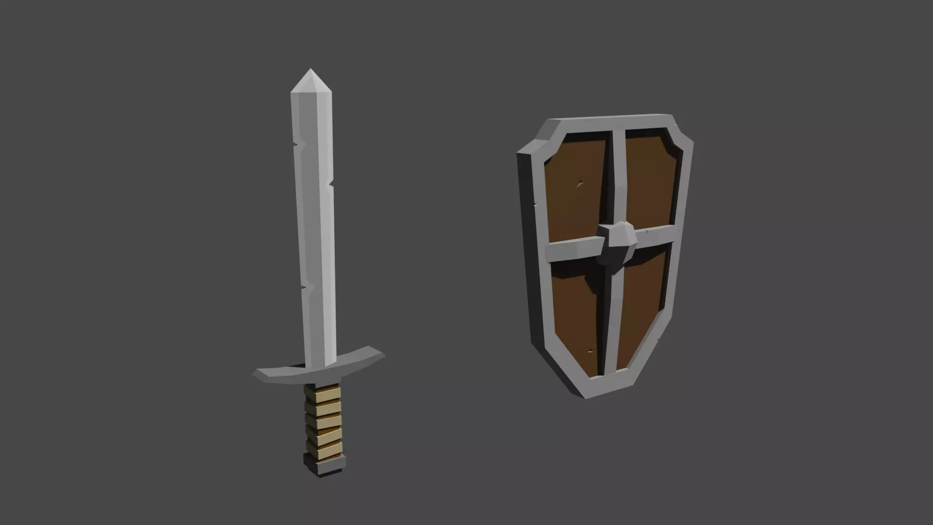 Sword and shield Free low-poly 3D model