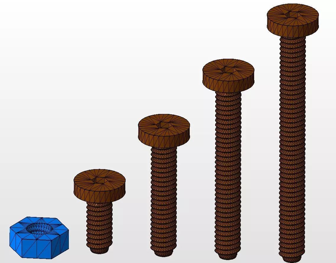 M2 screws and nut collection 3D print model