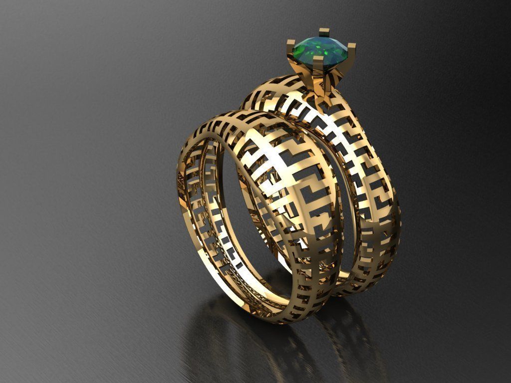 P74- Diamond ring 3D print model_3