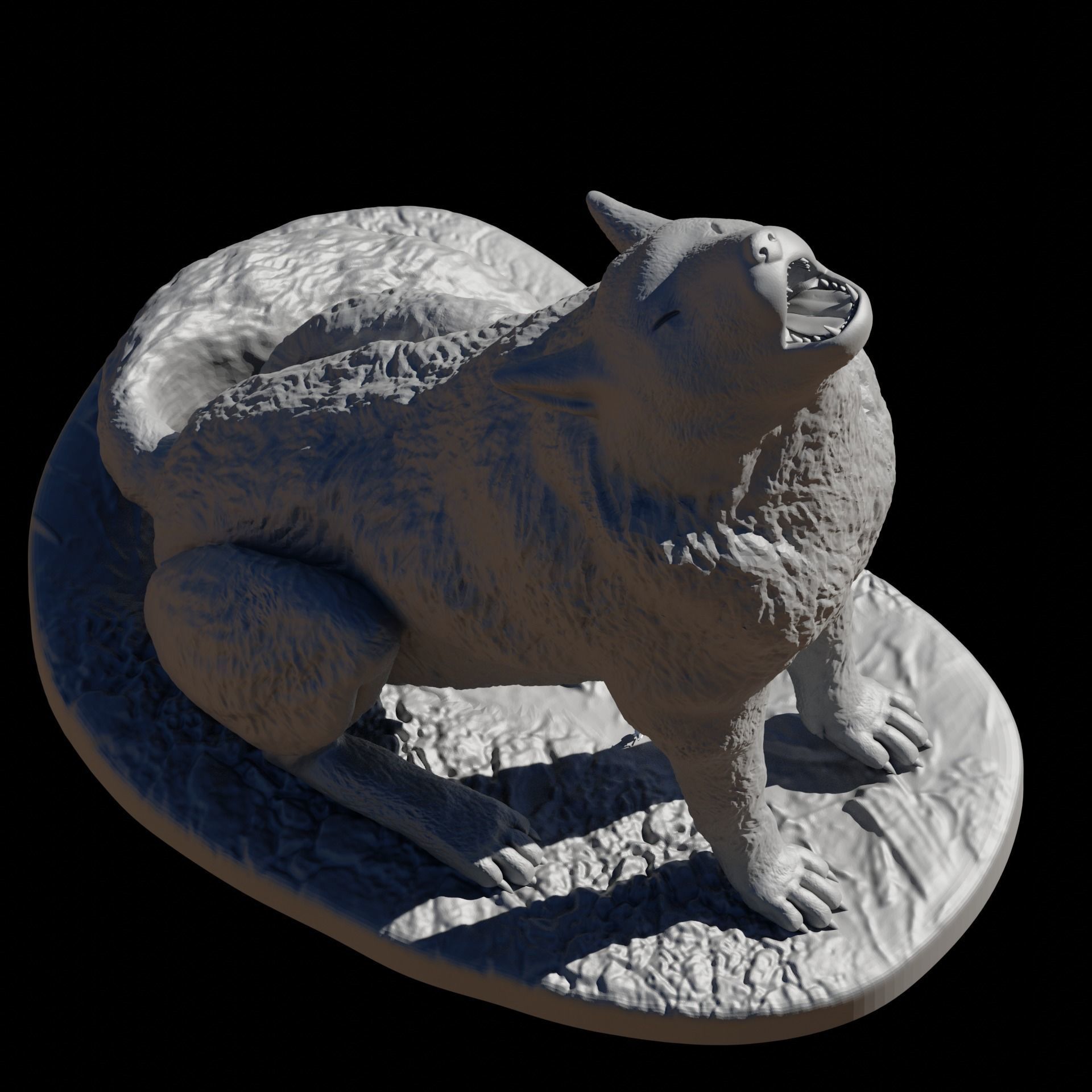 Wolf howling 3D print model_5