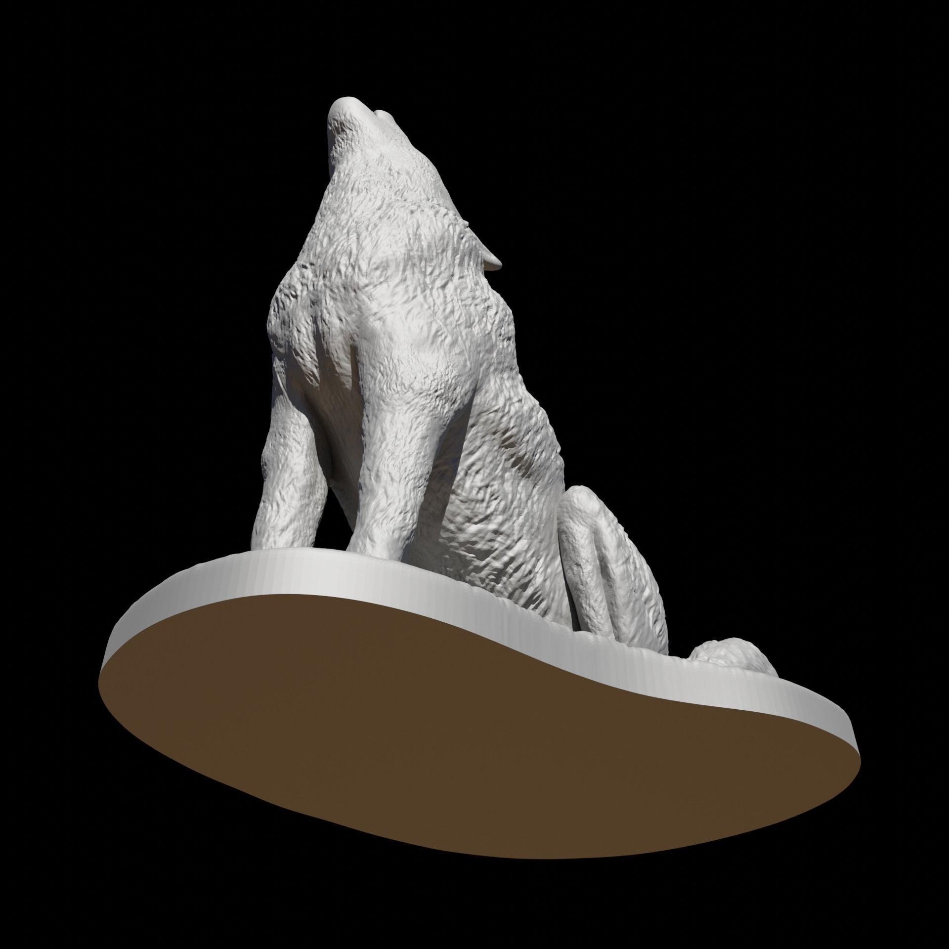 Wolf howling 3D print model_2