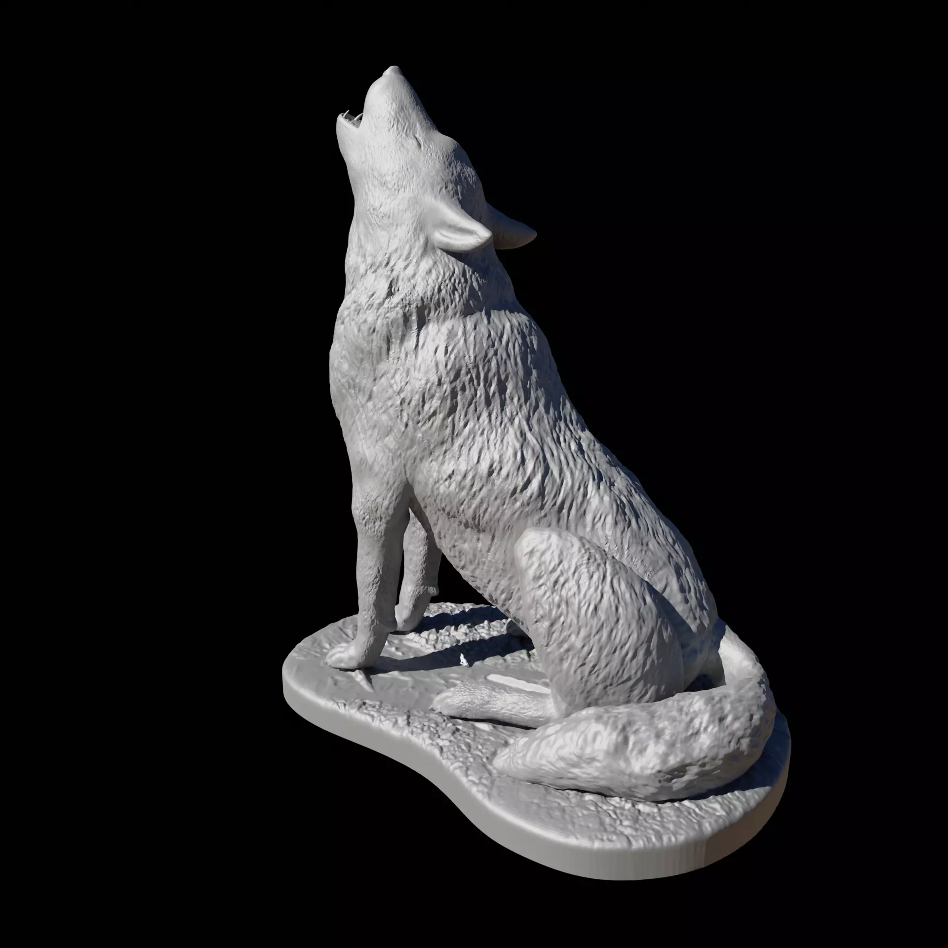 Wolf howling 3D print model_0