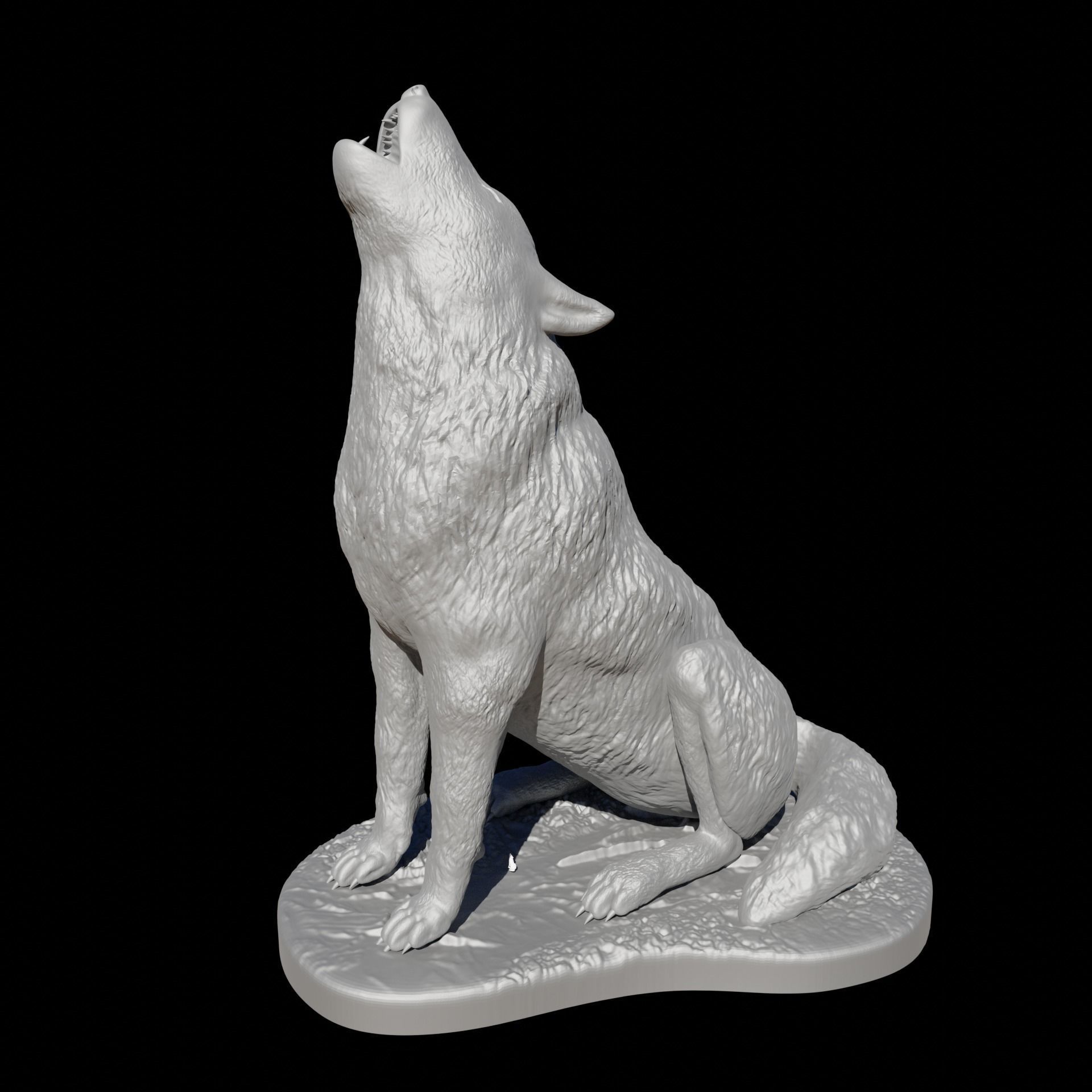 Wolf howling 3D print model_1
