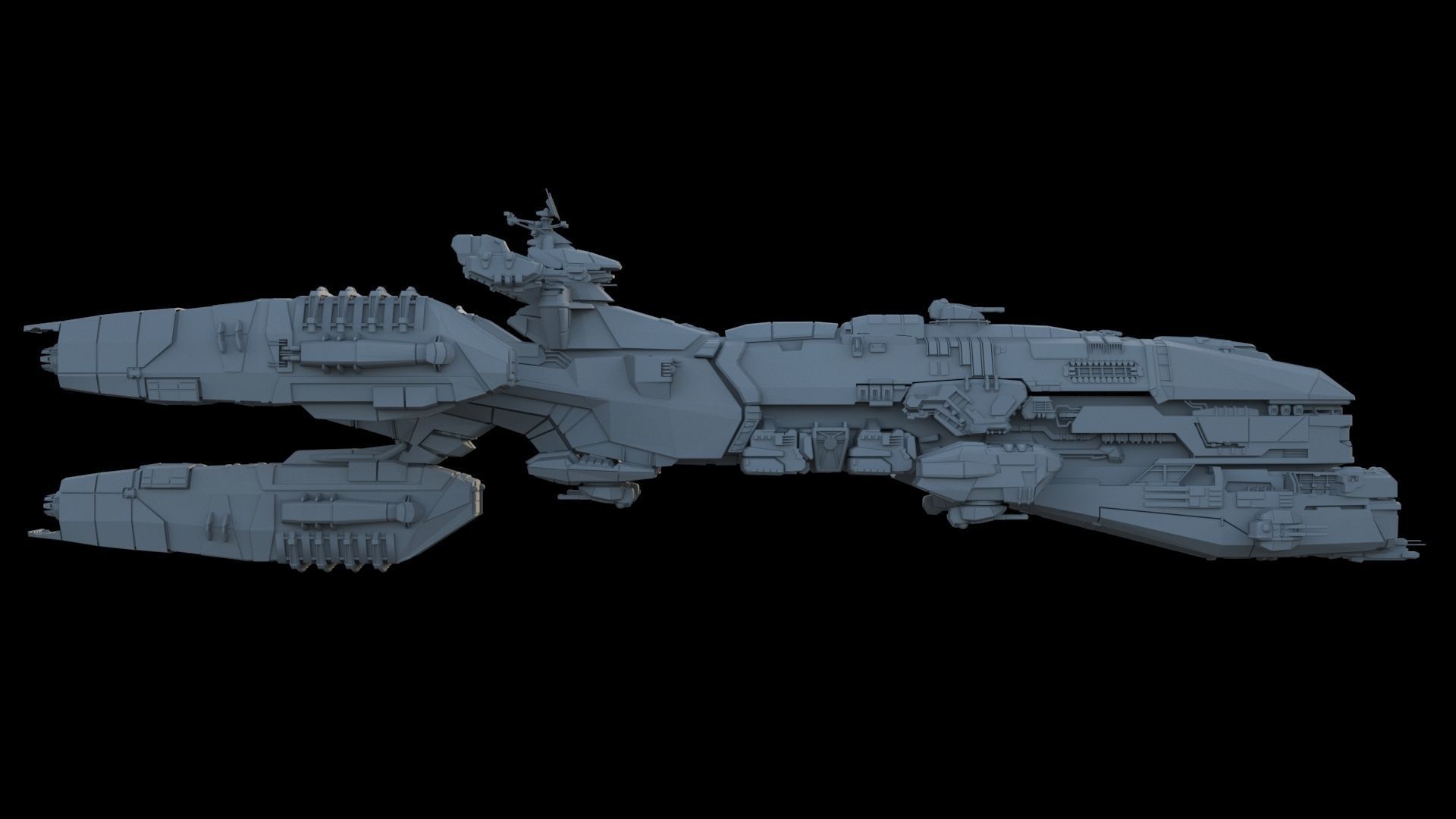 Space Battle Cruiser 3D model_2