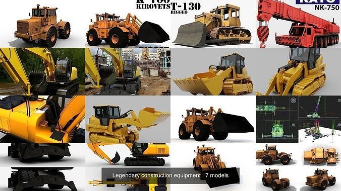 Legendary construction equipment 3D Model Collection