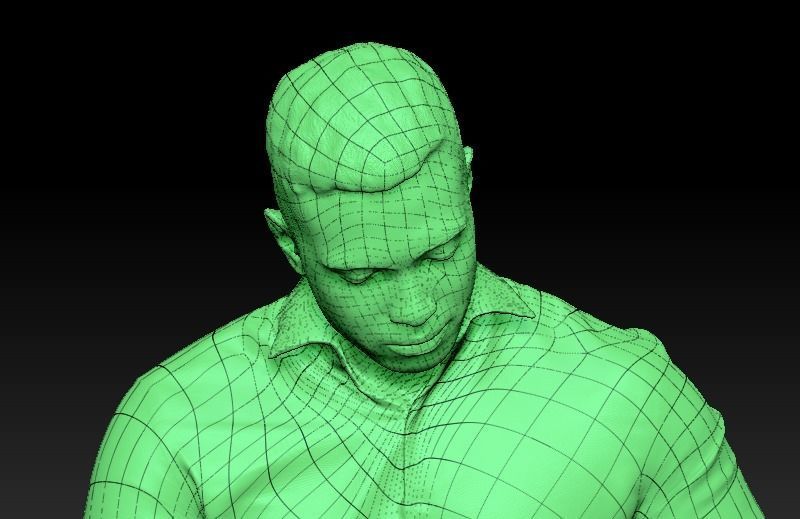 Cute young man in suit is sitting and reading documents 180 Low-poly 3D model_6