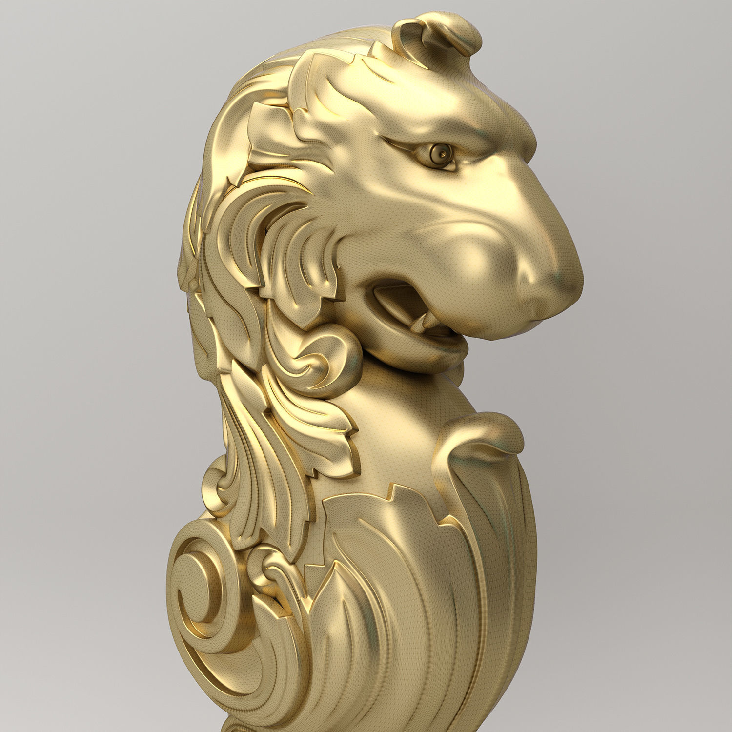 Lion Carved Balustrade 3D model_8