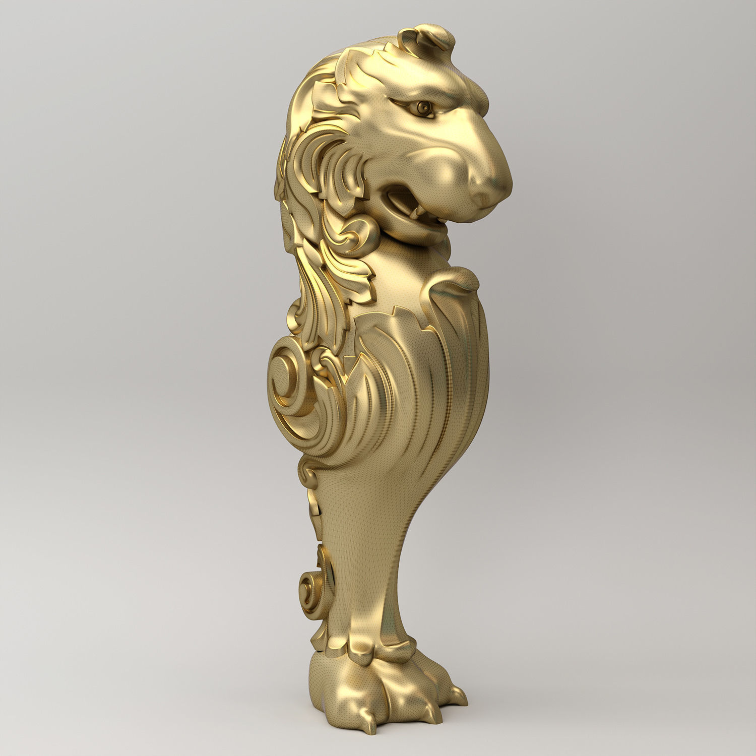 Lion Carved Balustrade 3D model_6