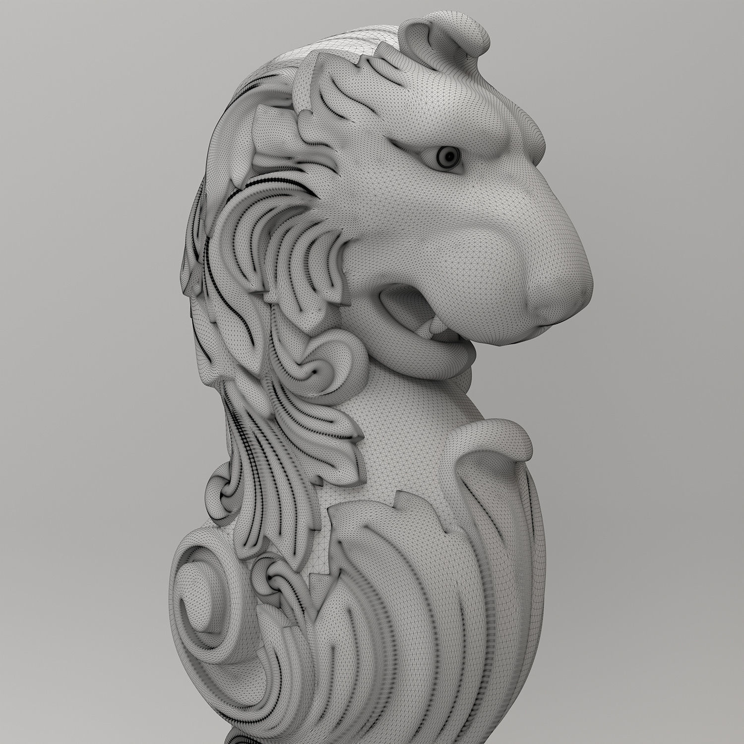 Lion Carved Balustrade 3D model_5