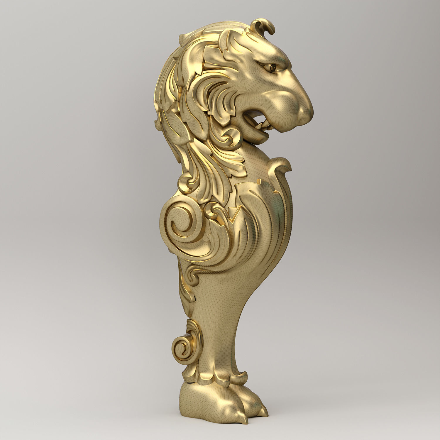 Lion Carved Balustrade 3D model_1