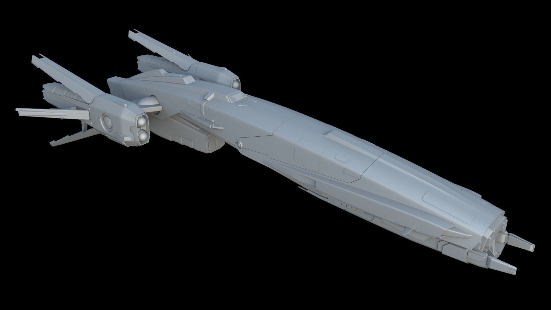 Sci Fi Space Frigate 3D model_7