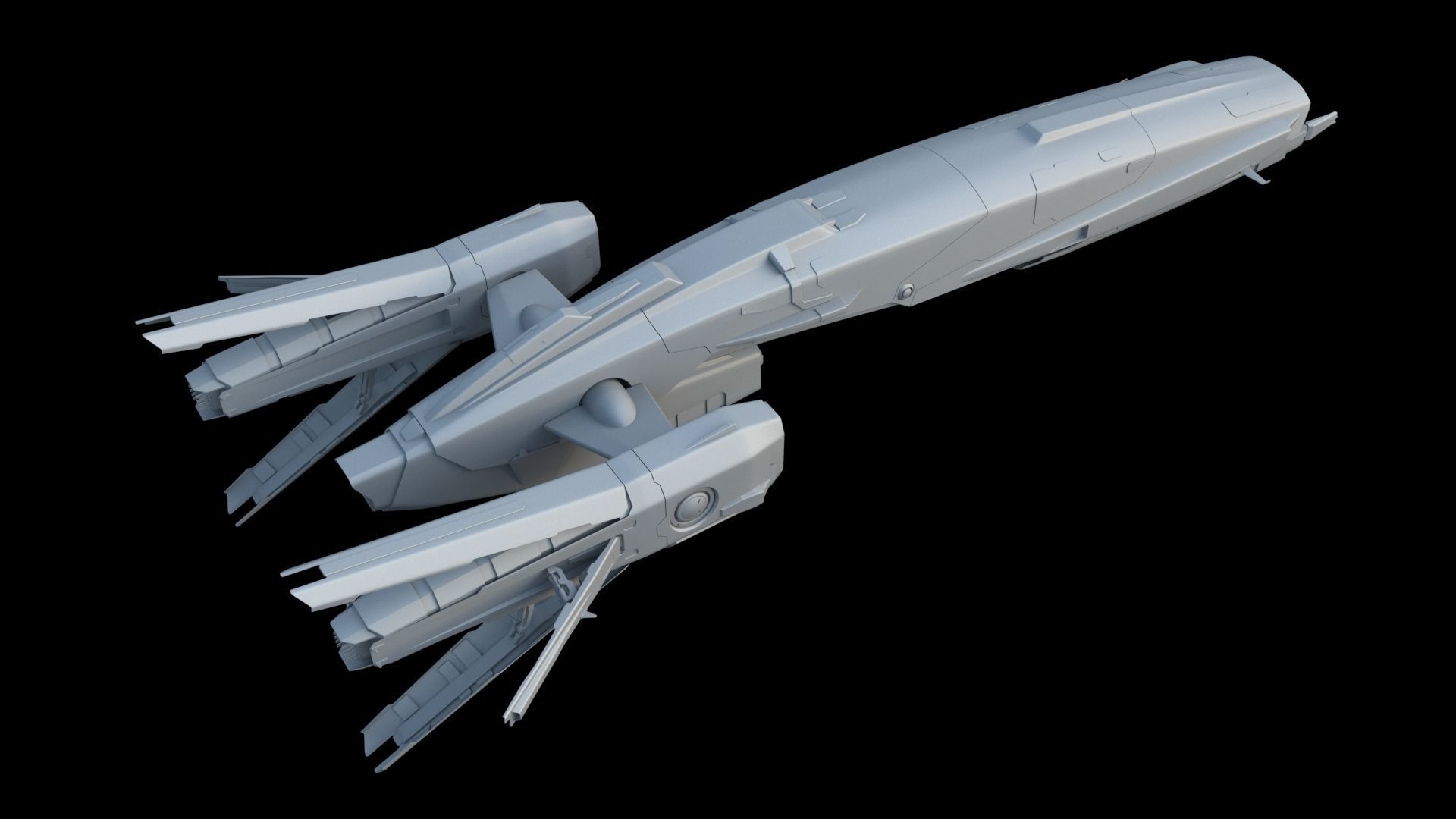 Sci Fi Space Frigate 3D model_9
