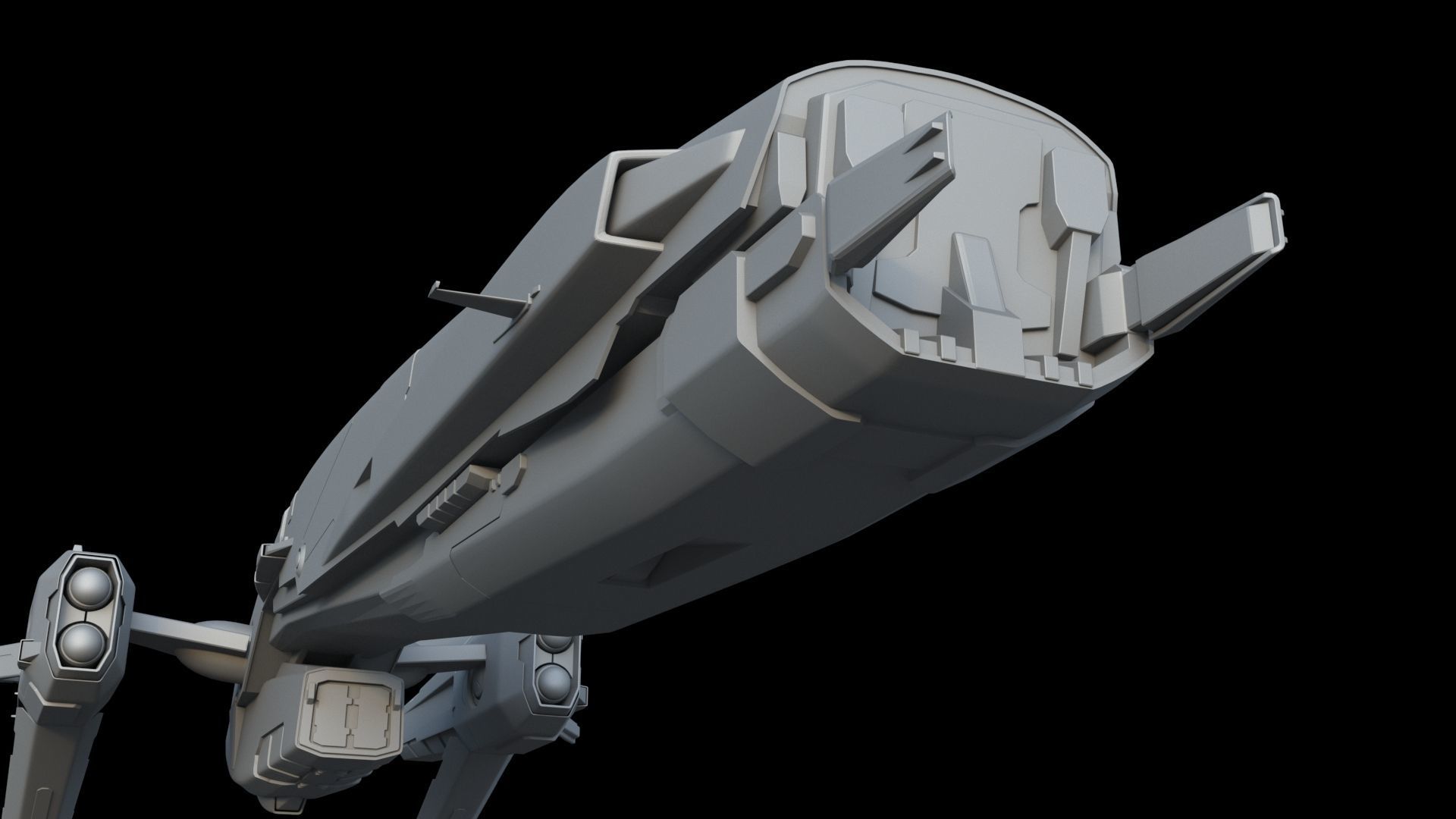 Sci Fi Space Frigate 3D model_15