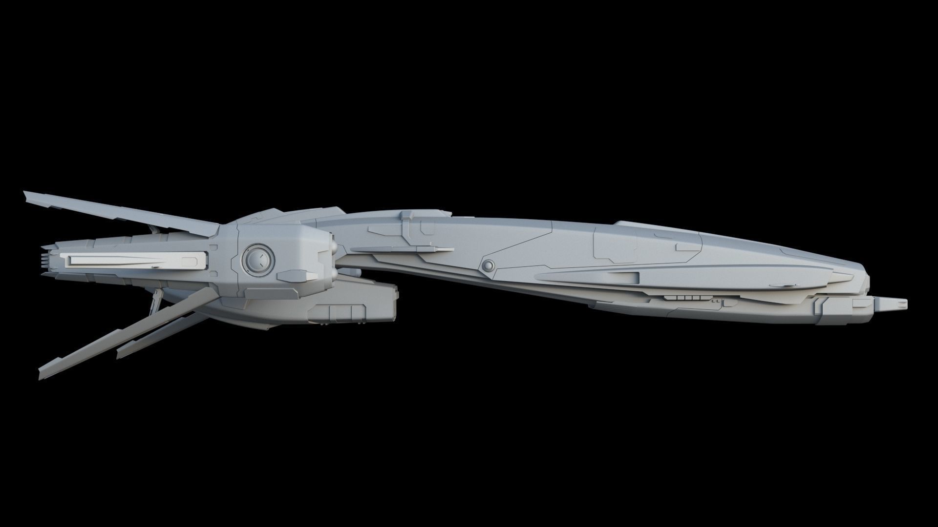 Sci Fi Space Frigate 3D model_1