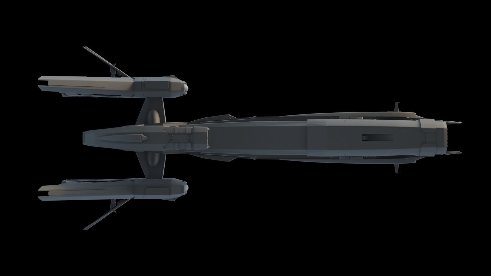 Sci Fi Space Frigate 3D model_4