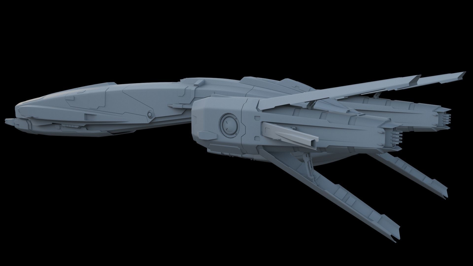 Sci Fi Space Frigate 3D model_19