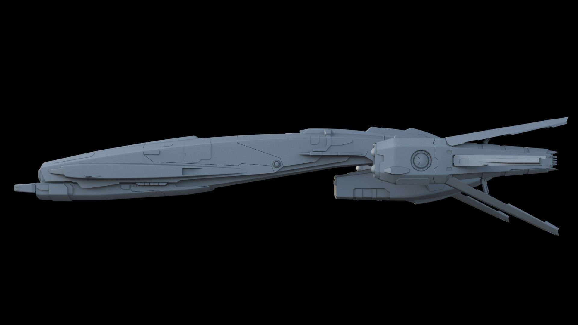 Sci Fi Space Frigate 3D model_2
