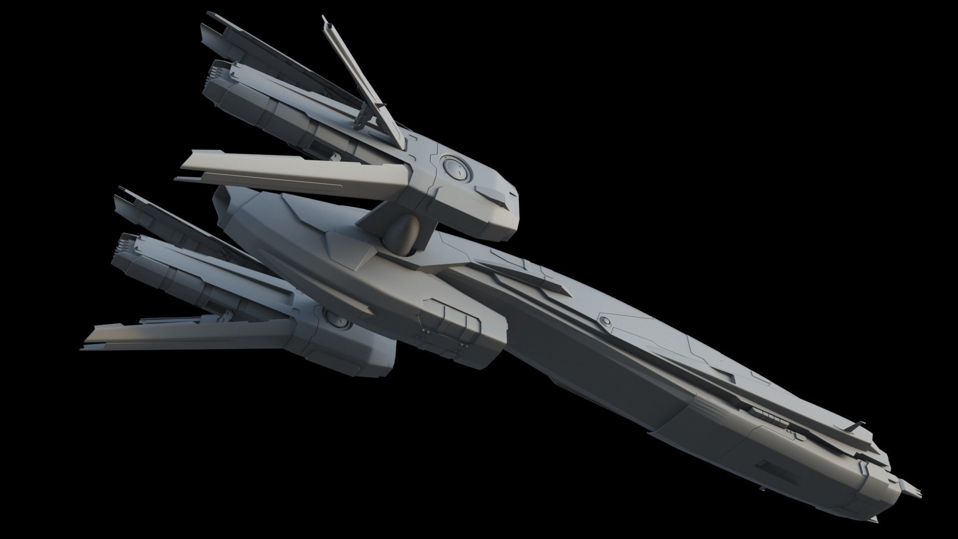 Sci Fi Space Frigate 3D model_10