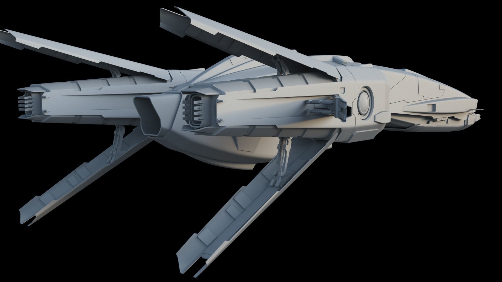 Sci Fi Space Frigate 3D model_18