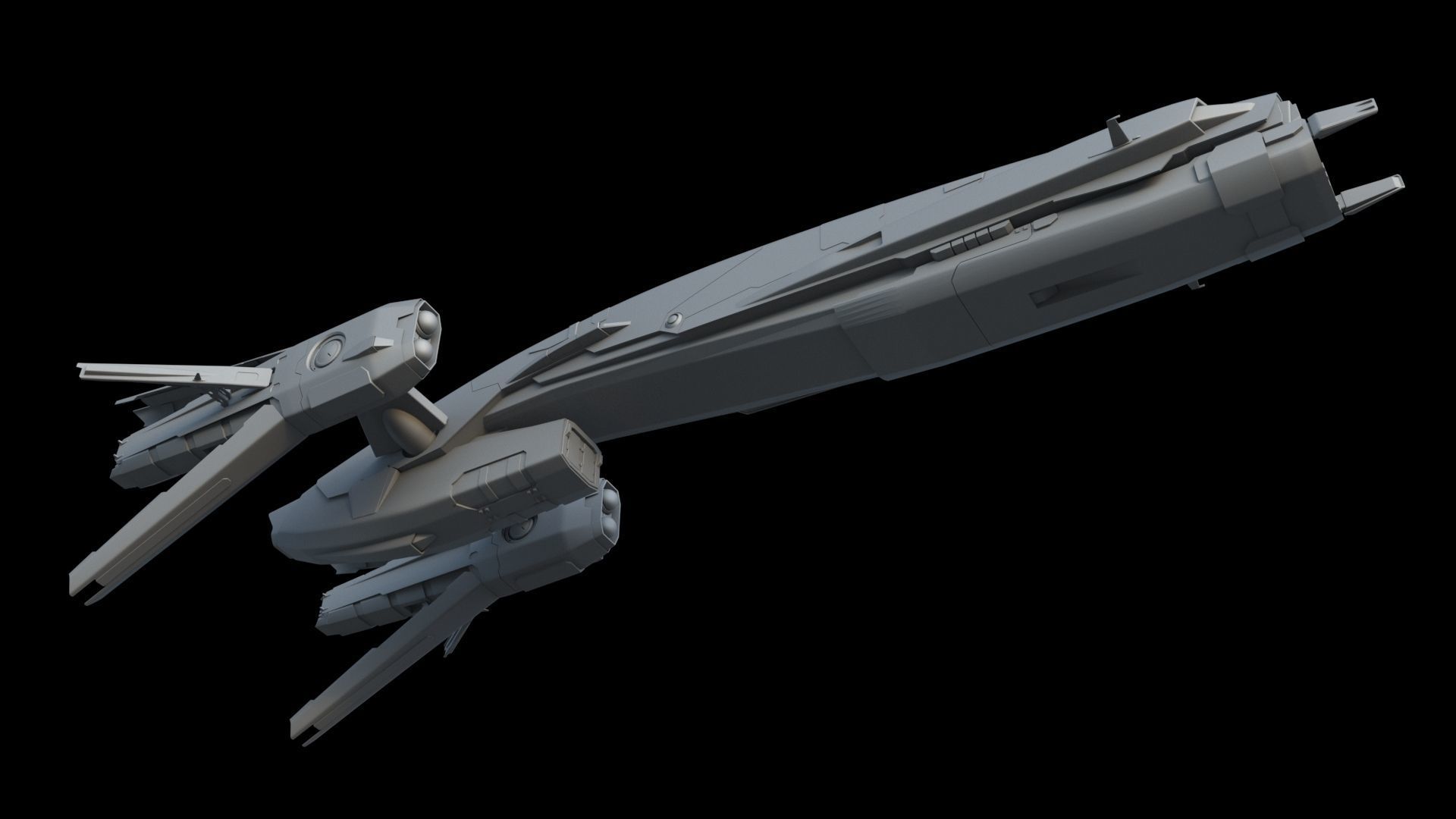 Sci Fi Space Frigate 3D model_8