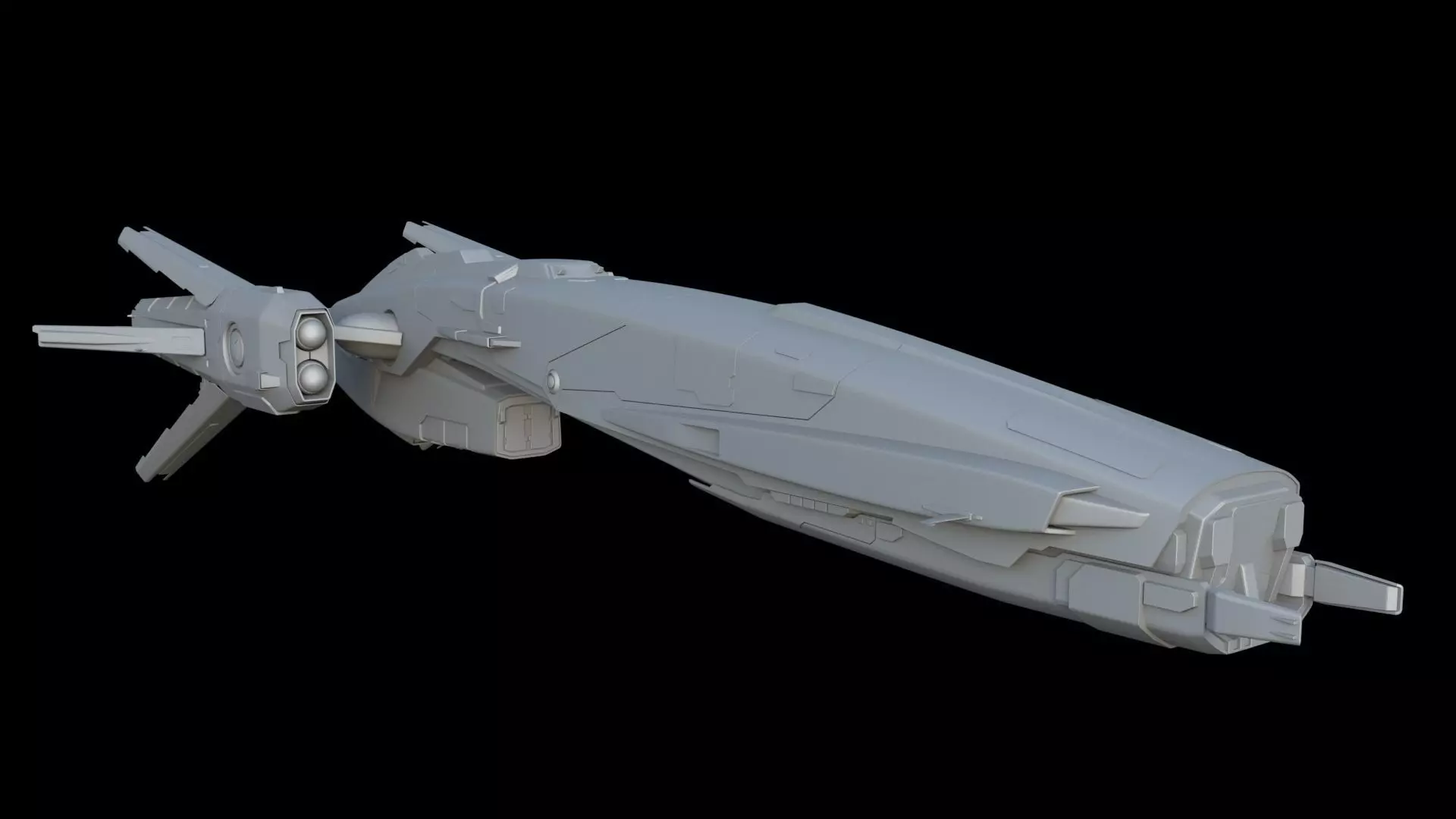 Sci Fi Space Frigate 3D model_0