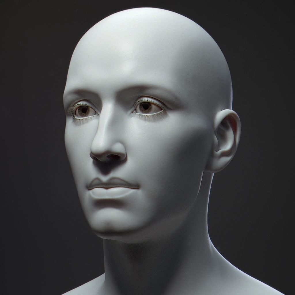 Default Human Head Basemesh Low-poly 3D model_10