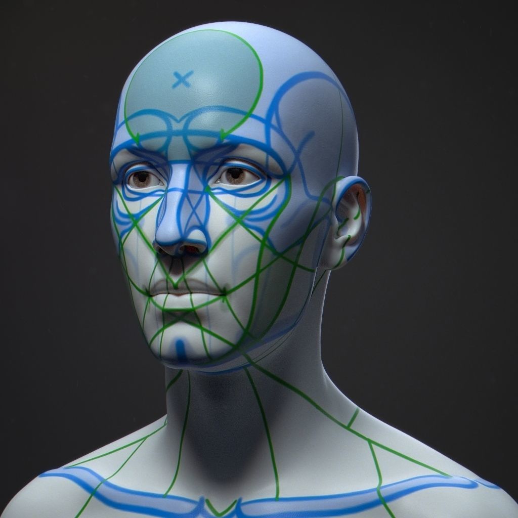 Default Human Head Basemesh Low-poly 3D model_16
