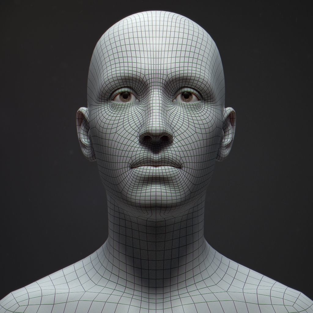 Default Human Head Basemesh Low-poly 3D model_5