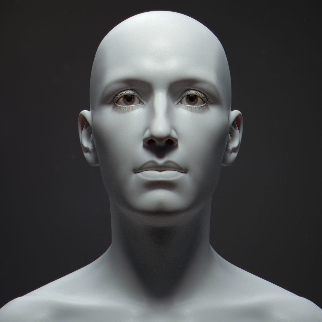 Default Human Head Basemesh Low-poly 3D model_4