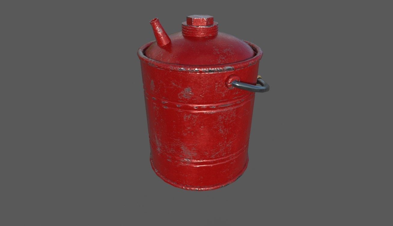 Vintage Gas Can Low-poly 3D model_4