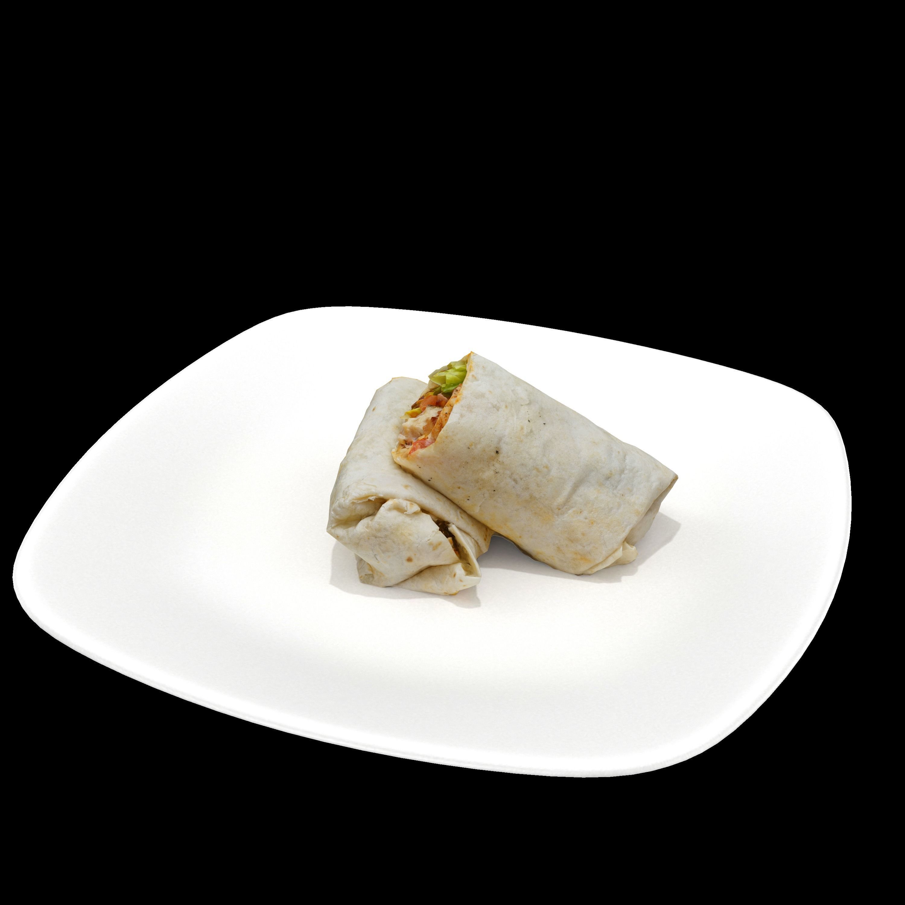 shawarma Low-poly 3D model two burritos on plate Low-poly 3D model_8