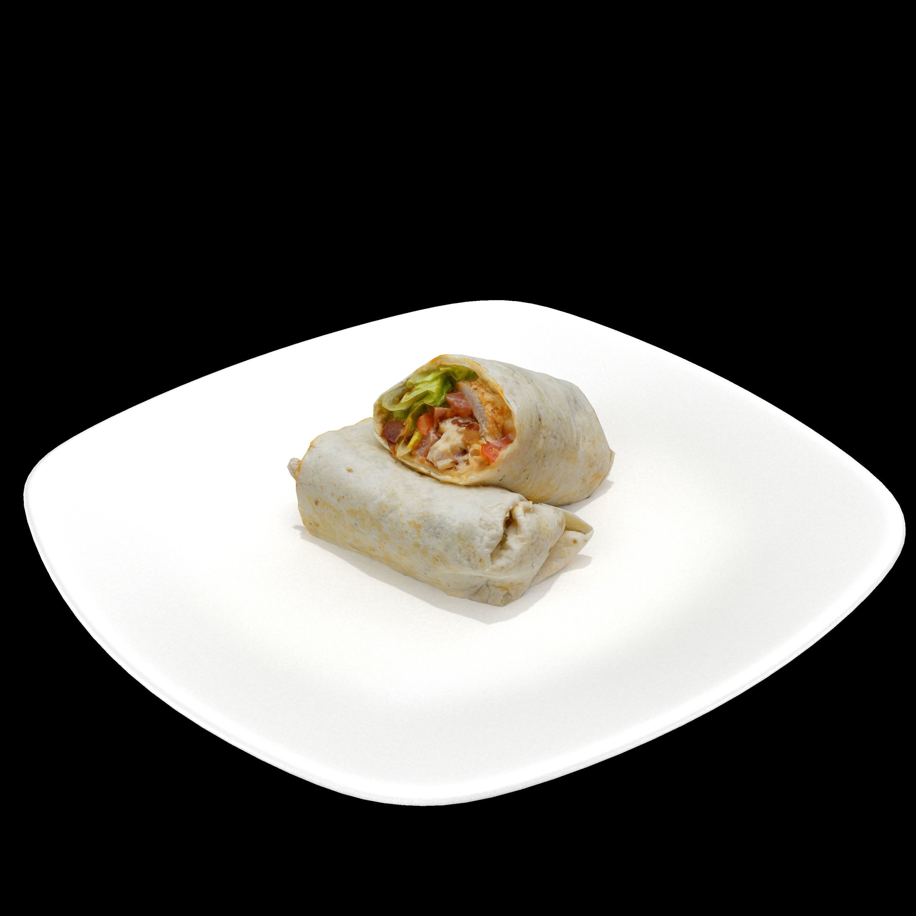 shawarma Low-poly 3D model two burritos on plate Low-poly 3D model_9
