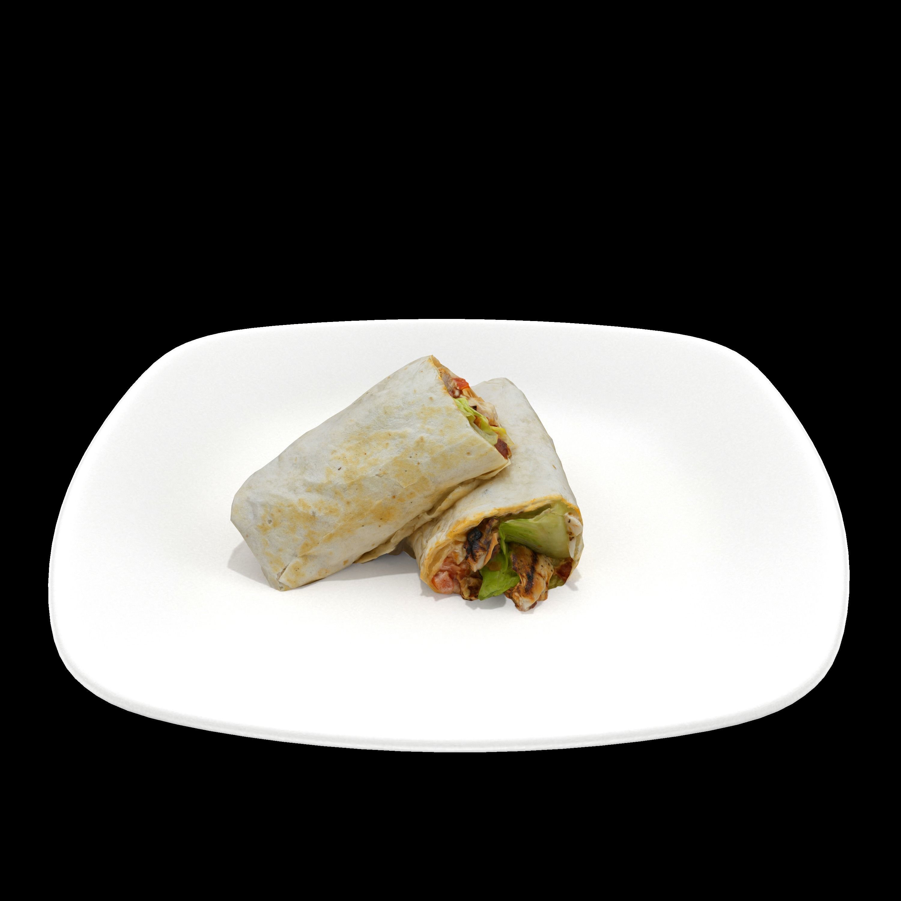 shawarma Low-poly 3D model two burritos on plate Low-poly 3D model_6
