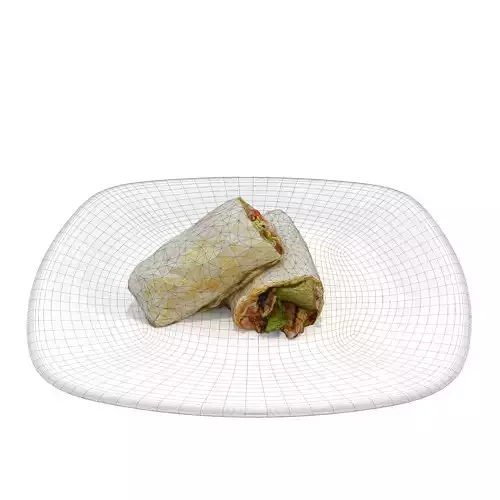 shawarma Low-poly 3D model two burritos on plate Low-poly 3D model