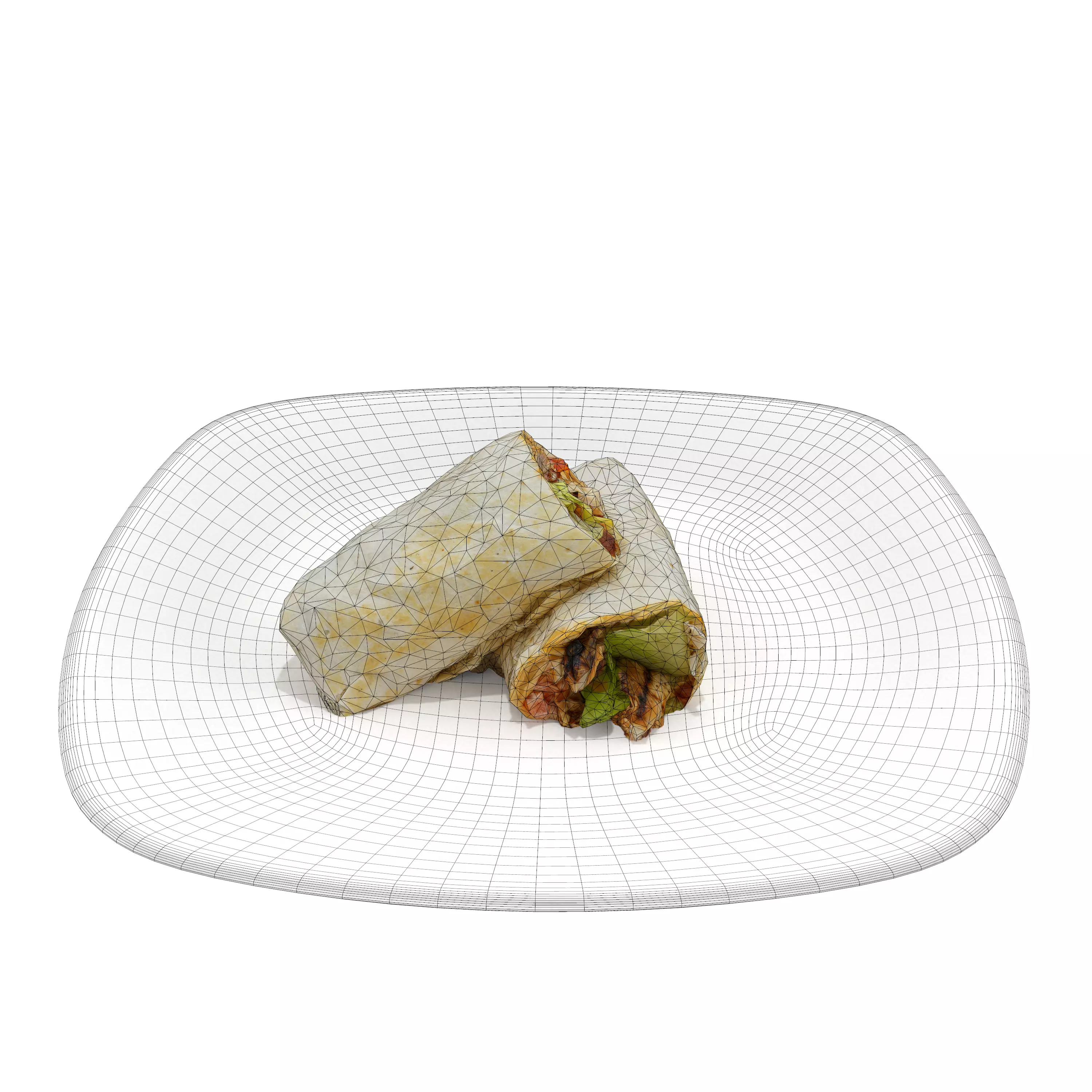 shawarma Low-poly 3D model two burritos on plate Low-poly 3D model_0