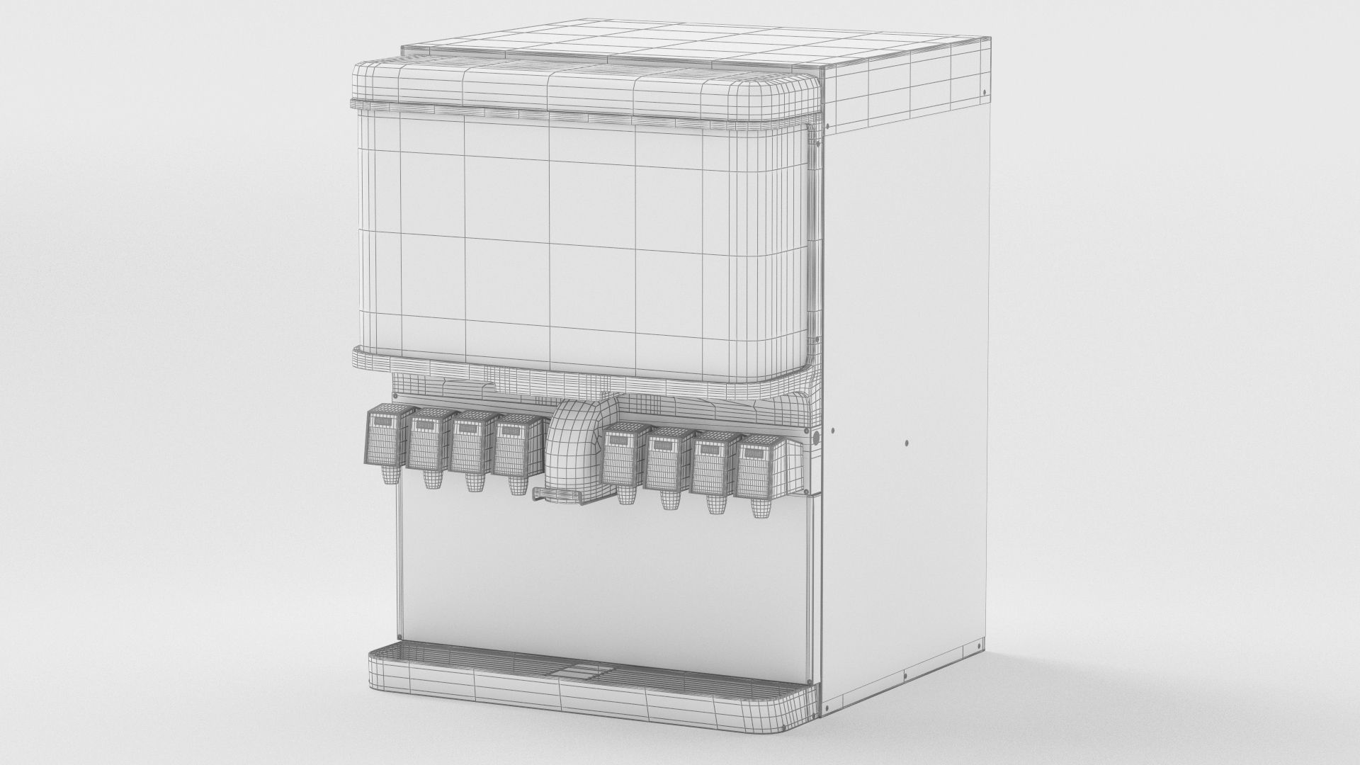 8-Flavor Ice and Beverage Soda Fountain System 3D model_1