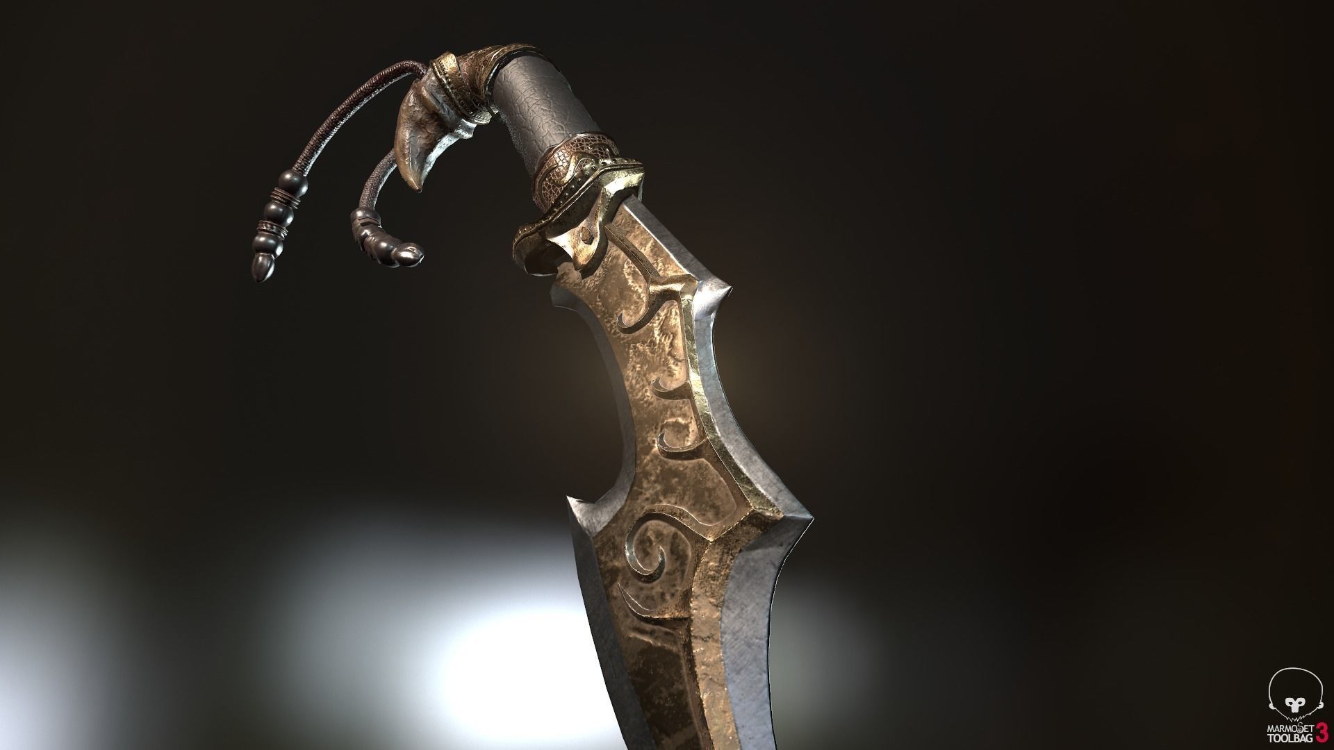 Sword with two claws Low-poly 3D model_3