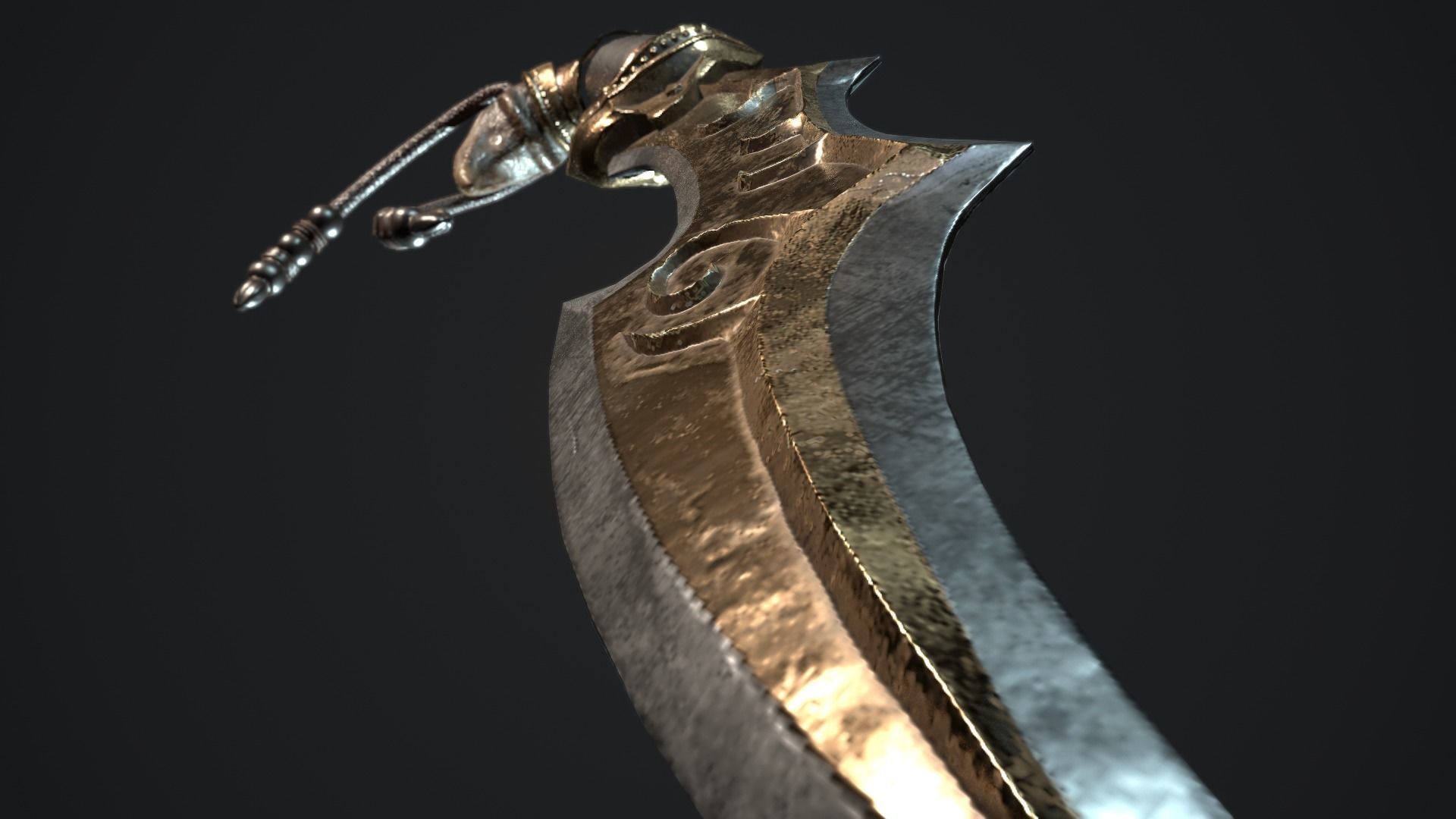 Sword with two claws Low-poly 3D model_4