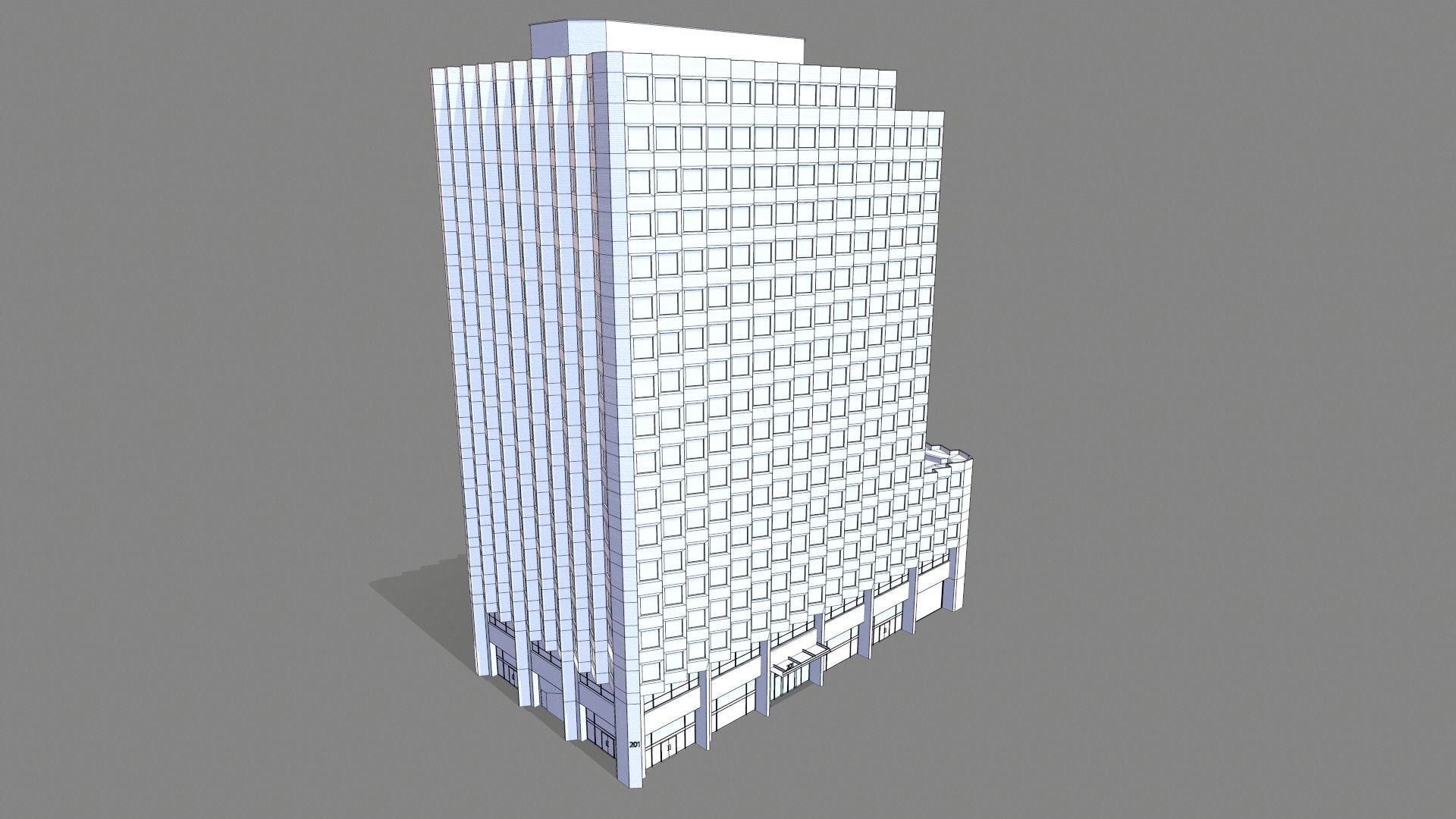 201 Spear Street Building San Francisco Low-poly 3D model_9