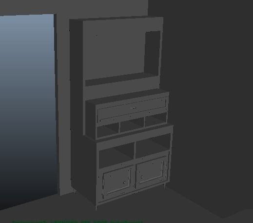 cupboard kitchen cabinet with drawers and shelves Free 3D model_0