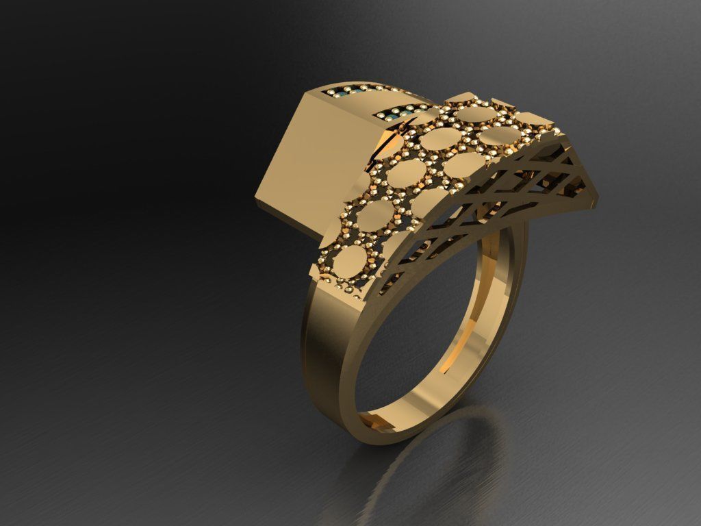 P96- Diamond ring 3D print model_4