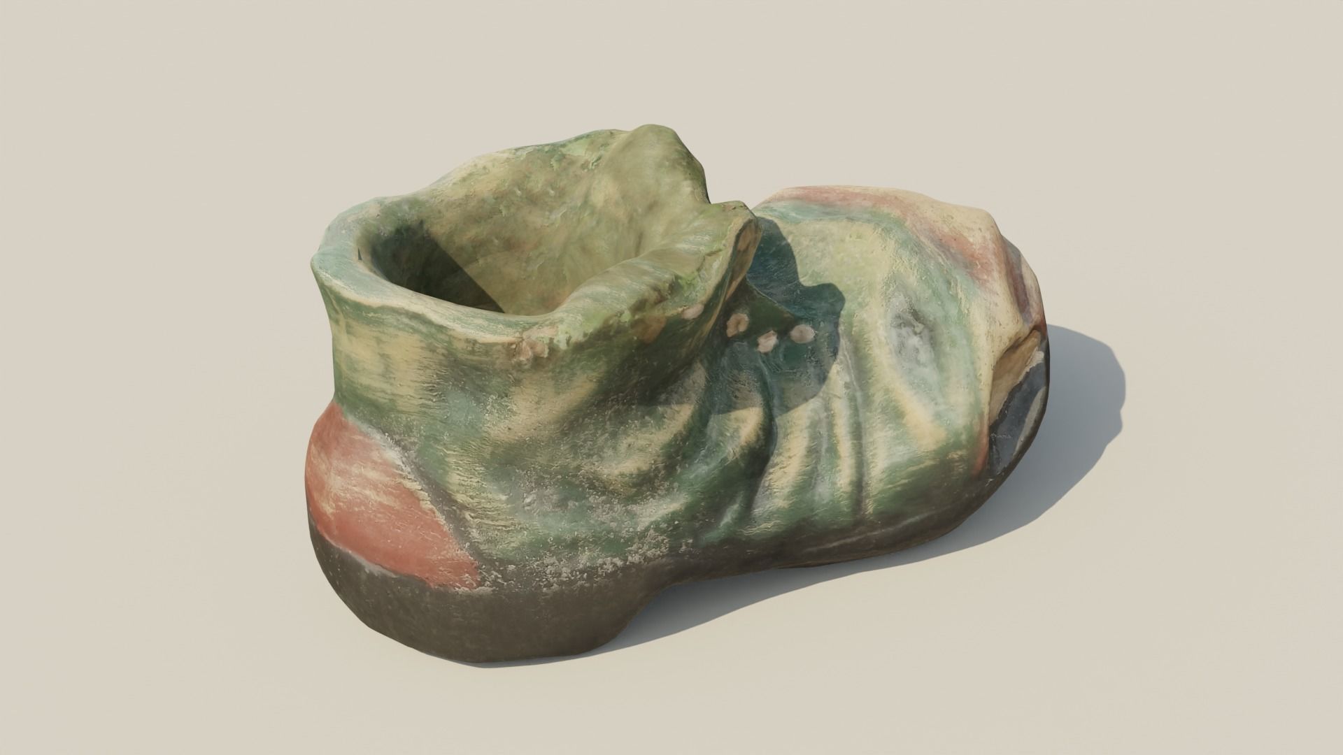 Garden Boot flowerpot Low-poly 3D model_7